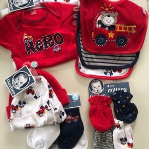 NWT Gerber Firetruck Fireman Newborn Set